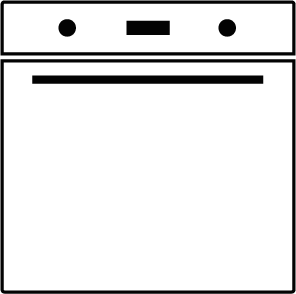 Schwarze Backofen-Silhouette mit vier Kochzonen und Bedienfeld oben.