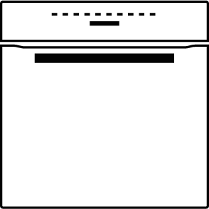 Schwarze Silhouette eines Miele Backofens mit Griff und Display.