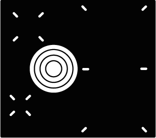 Schwarze Silhouette eines Backofens mit geöffneter Tür und Kochfläche oben.