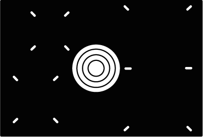 Schwarze Silhouette eines Backofens mit geöffneter Tür und Kochfläche oben.