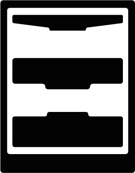 Schwarze Silhouette eines Backofens mit geöffneter Tür und Kochfläche oben.