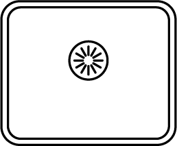 Schwarze Backofen-Silhouette mit vier Kochzonen und Bedienfeld oben.
