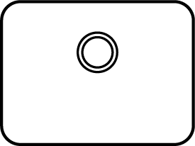 Schwarzer Ofenumriss mit Bedienfeld und Gitter als Silhouette vor hellem Hintergrund