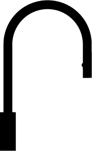 Schwarze Silhouette eines Backofens mit geöffneter Tür und Kochfläche oben.