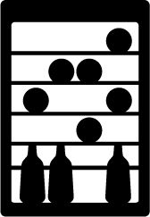Schwarze Silhouette eines rechteckigen Einbaubackofens mit rundem Bedienelement.