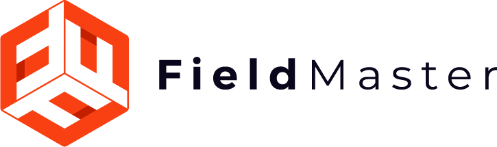 FieldMaster logo with an orange geometric cube design to the left of black text reading 'FieldMaster'.