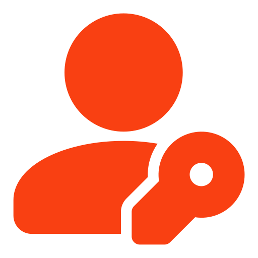 Icon of a person silhouette holding a large key, symbolizing user access or account security.