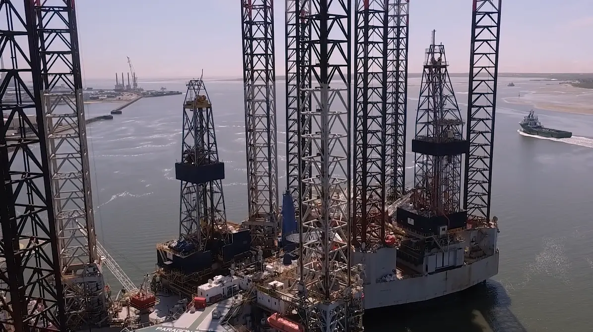 Rig, boat and other large installations at Port of Esbjerg.