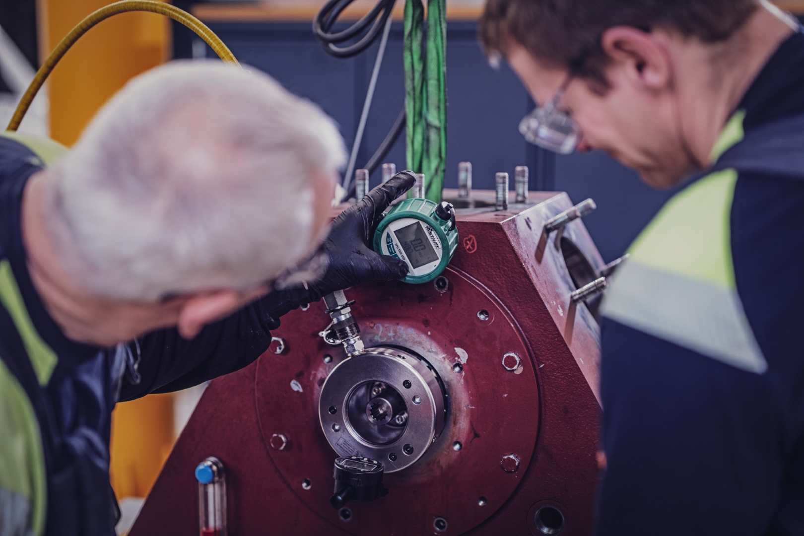 Technicians checking equipment.