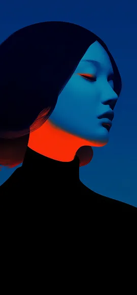 Artistic portrait with blue and red lighting contrast