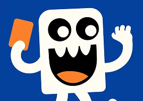 Cute white character waving with musical note