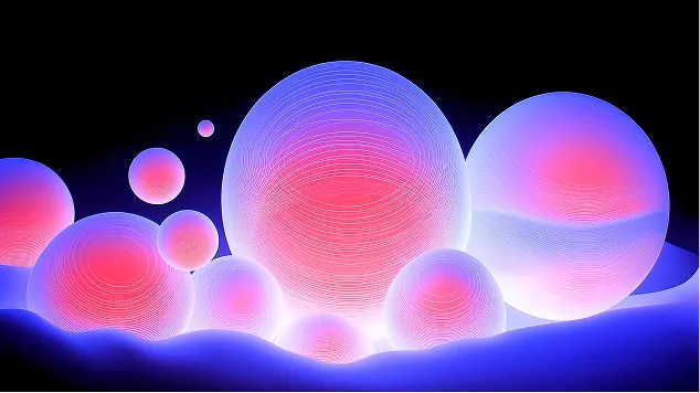 Colorful abstract bubbles with neon gradient