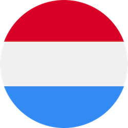 Rundes Symbol mit der Flagge von Luxemburg in roten, weißen und blauen horizontalen Streifen.