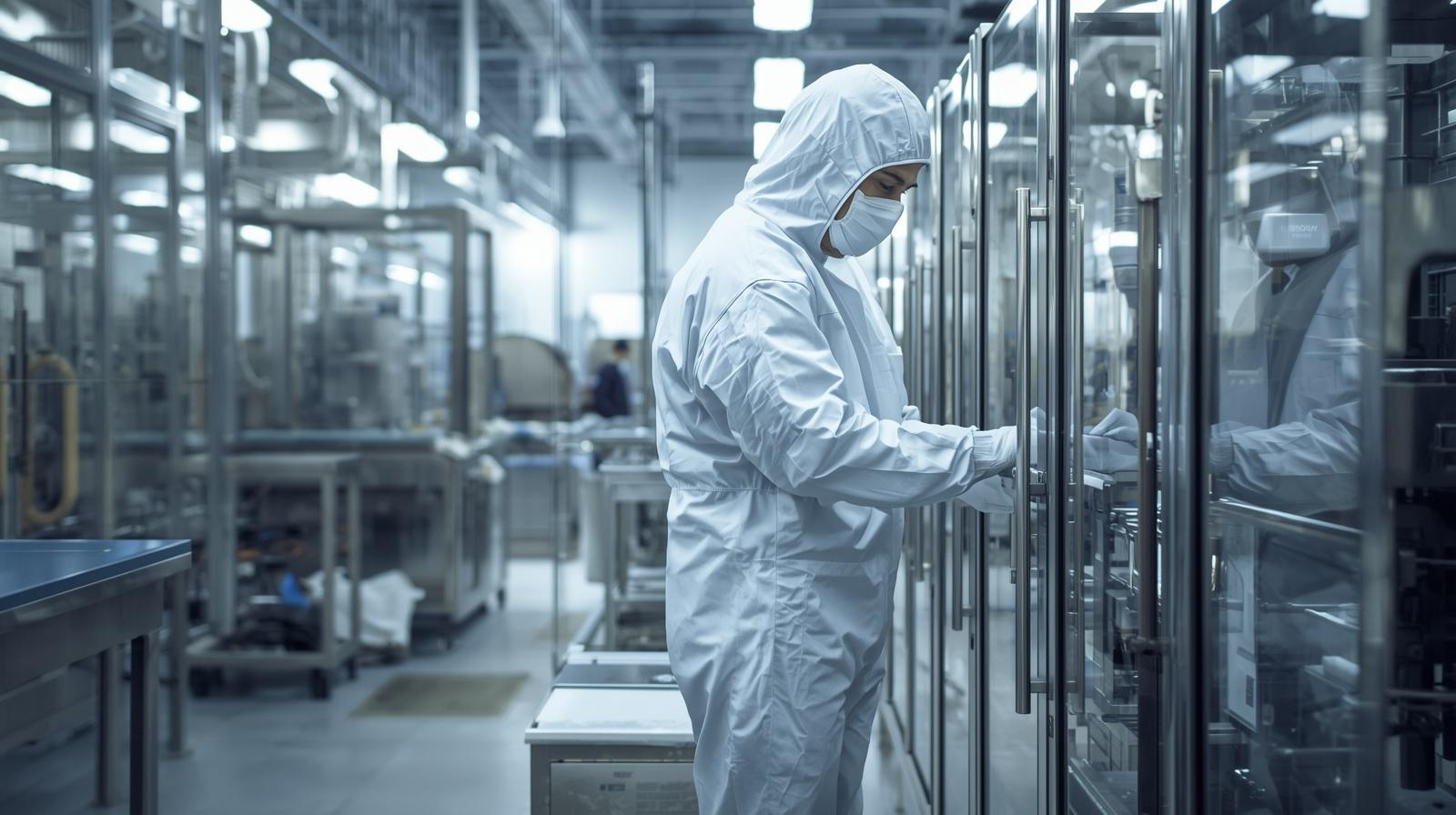 Pharmaceutical engineer in GMP cleanroom, Damgaard Group