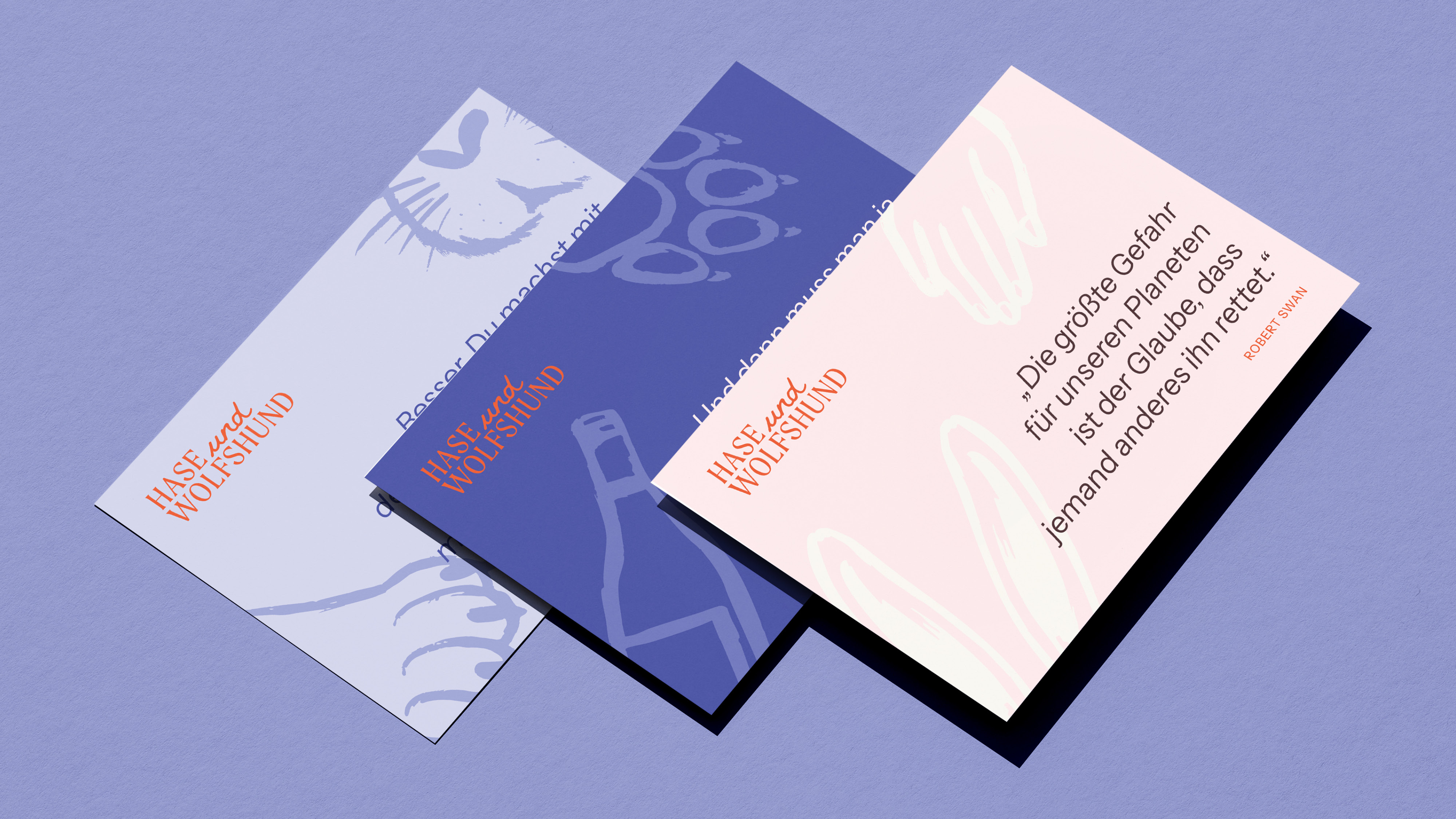 Hase und Wolfshund, Postkarten, Corporate Design