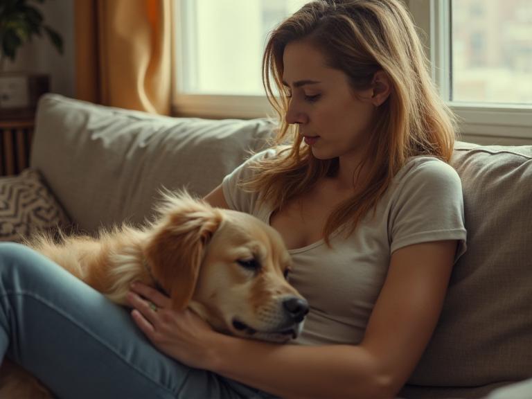 Happy pet with owner