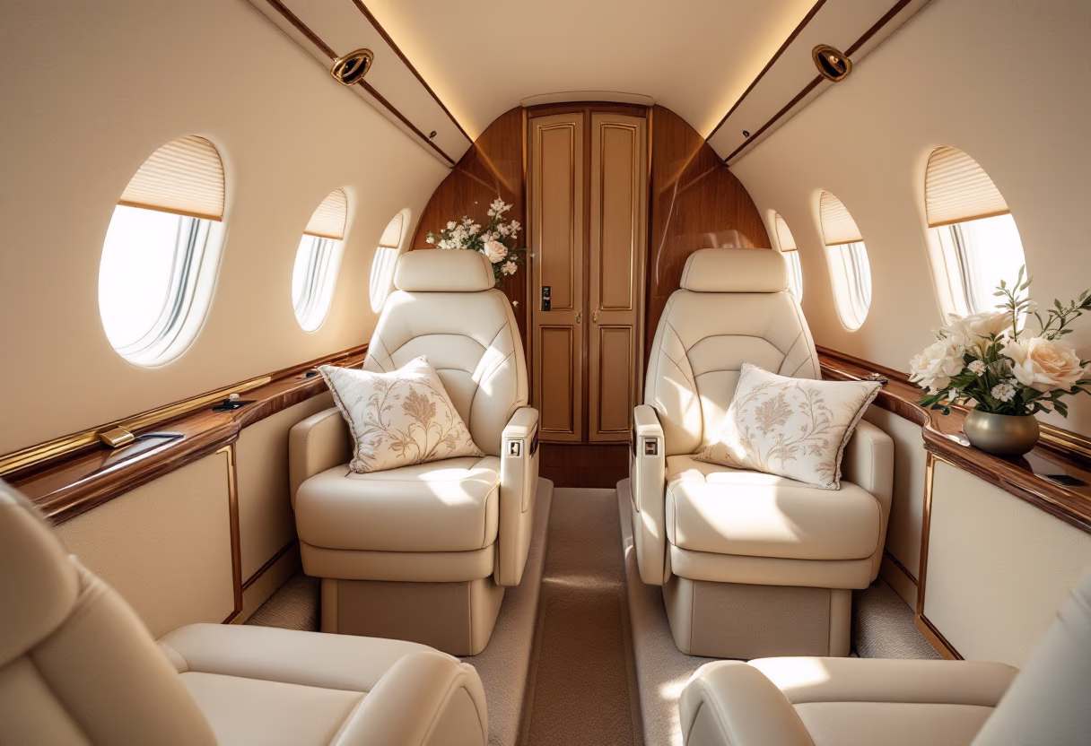 image of a luxury private jet interior