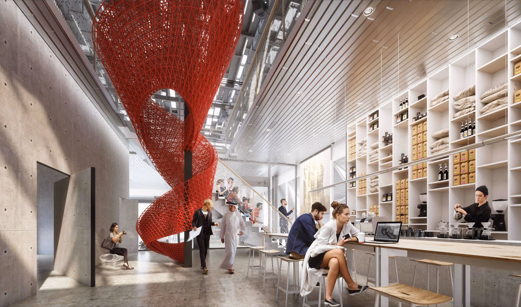Interior of the MEAL design innovation and robotic fabrication campus in Dubai.
