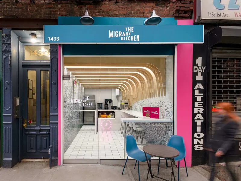 Storefront of The Migrant Kitchen in New York.