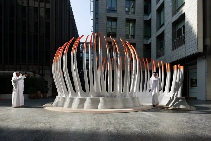 Deciduous, the 3D printed pavilion at DIFC, Dubai.