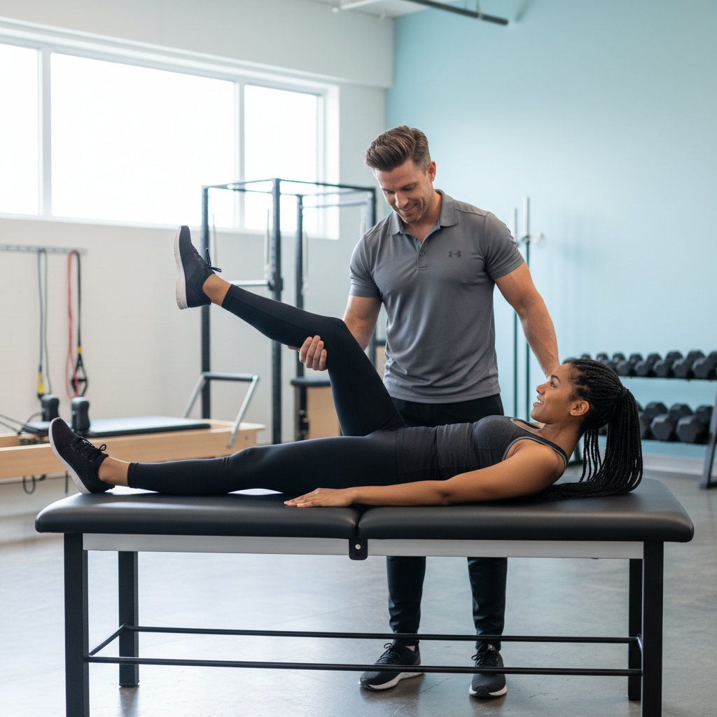 Patient working with a provider at a sports physical therapy clinic in Winston-Salem