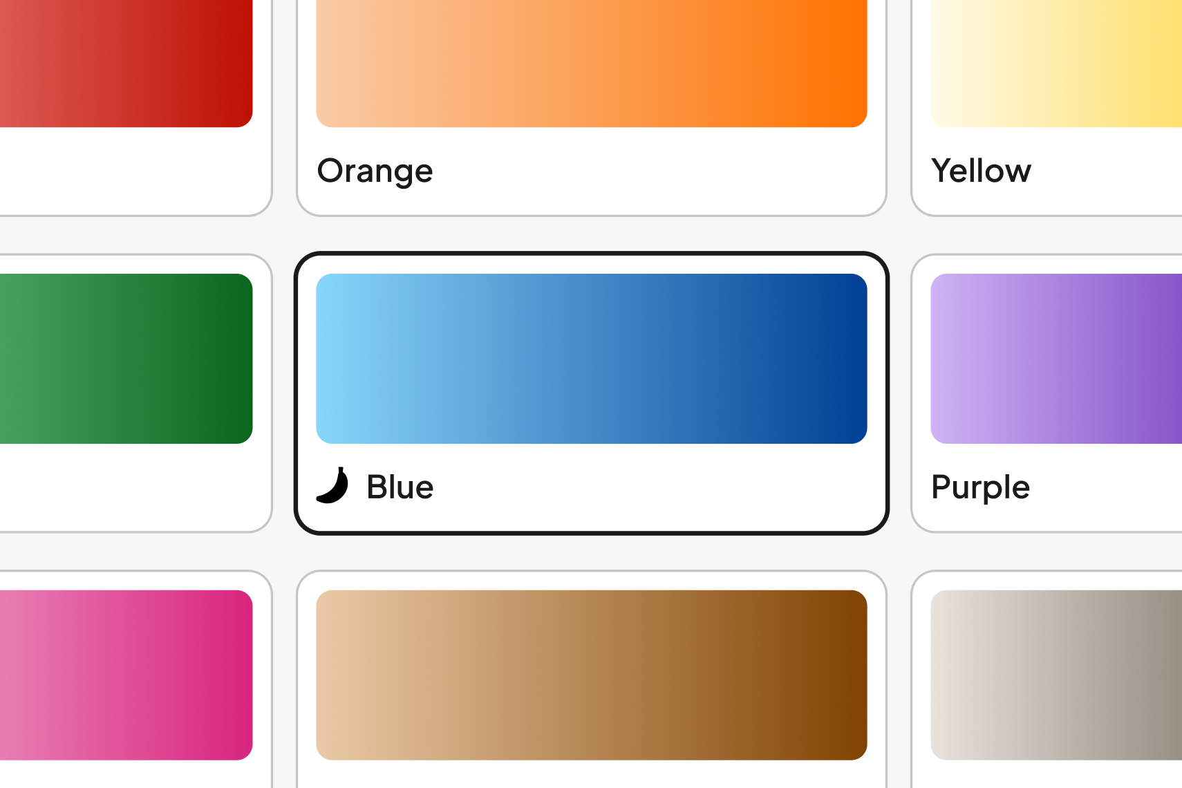 Branana colour options with blue recommended
