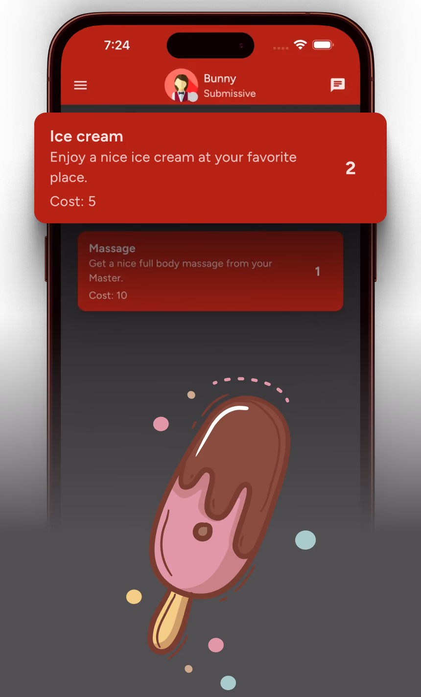 Adding a reward in the Obedience app