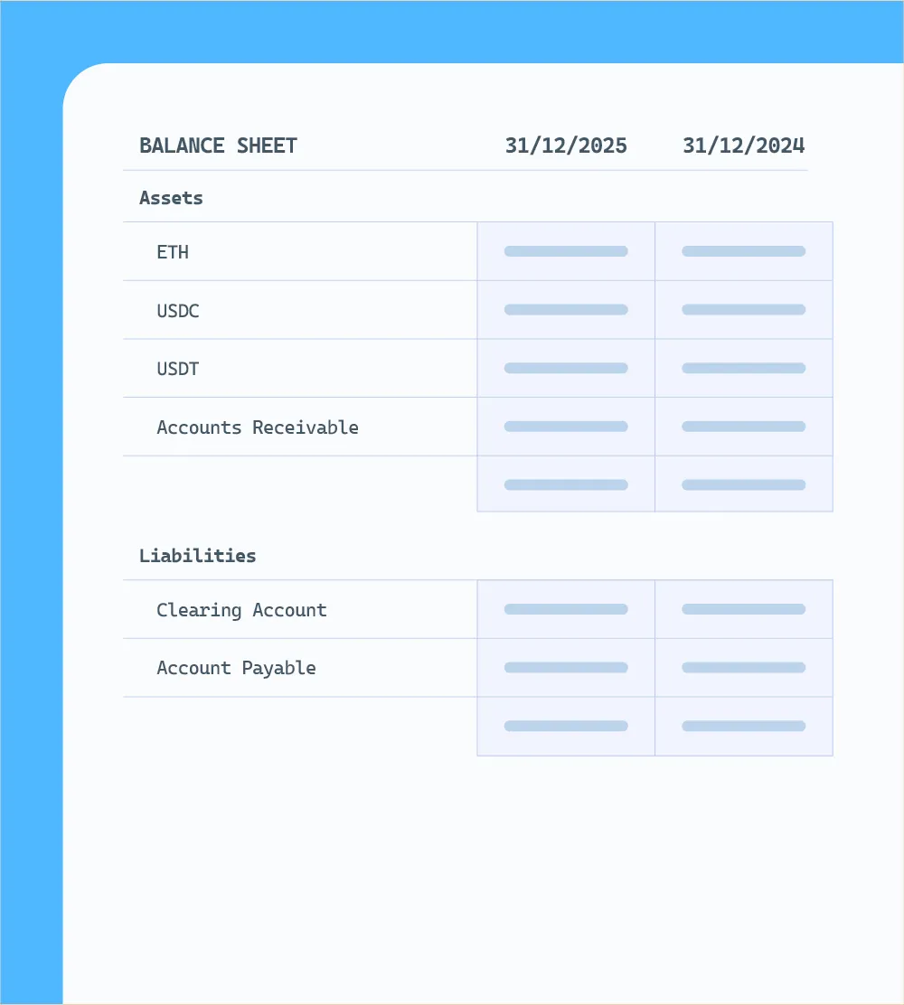 Closing a stablecoin invoice and bill in Breezing, with and without a clearing account