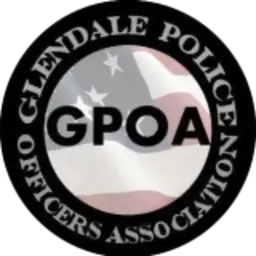 Glendale Police Officers Association emblem with an American flag background and GPOA initials in the center.