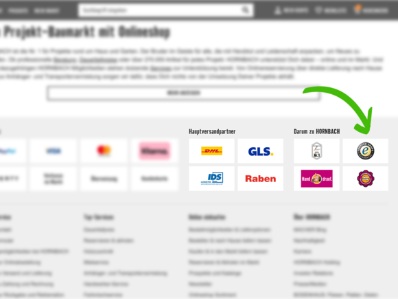 Screenshot der Trustelemente vom Onlineshop Hornbach