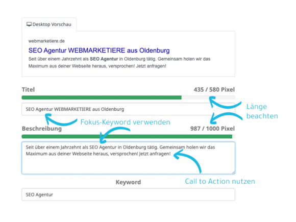Screenshot mit den Metadaten einer Webseite