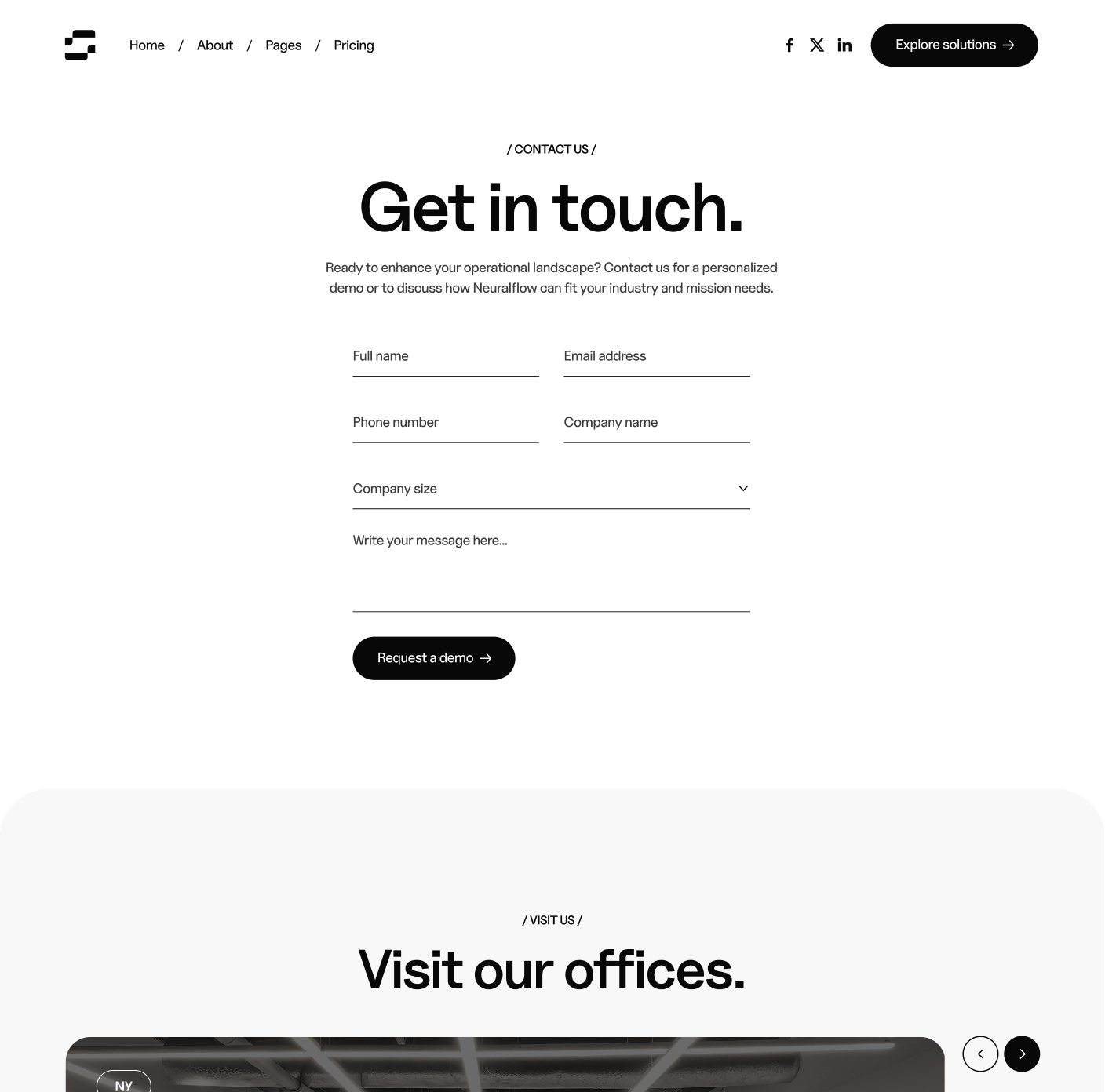 Neuralflow - Contact V2 Main Page - AI Solutions Webflow Template | BRIX Template