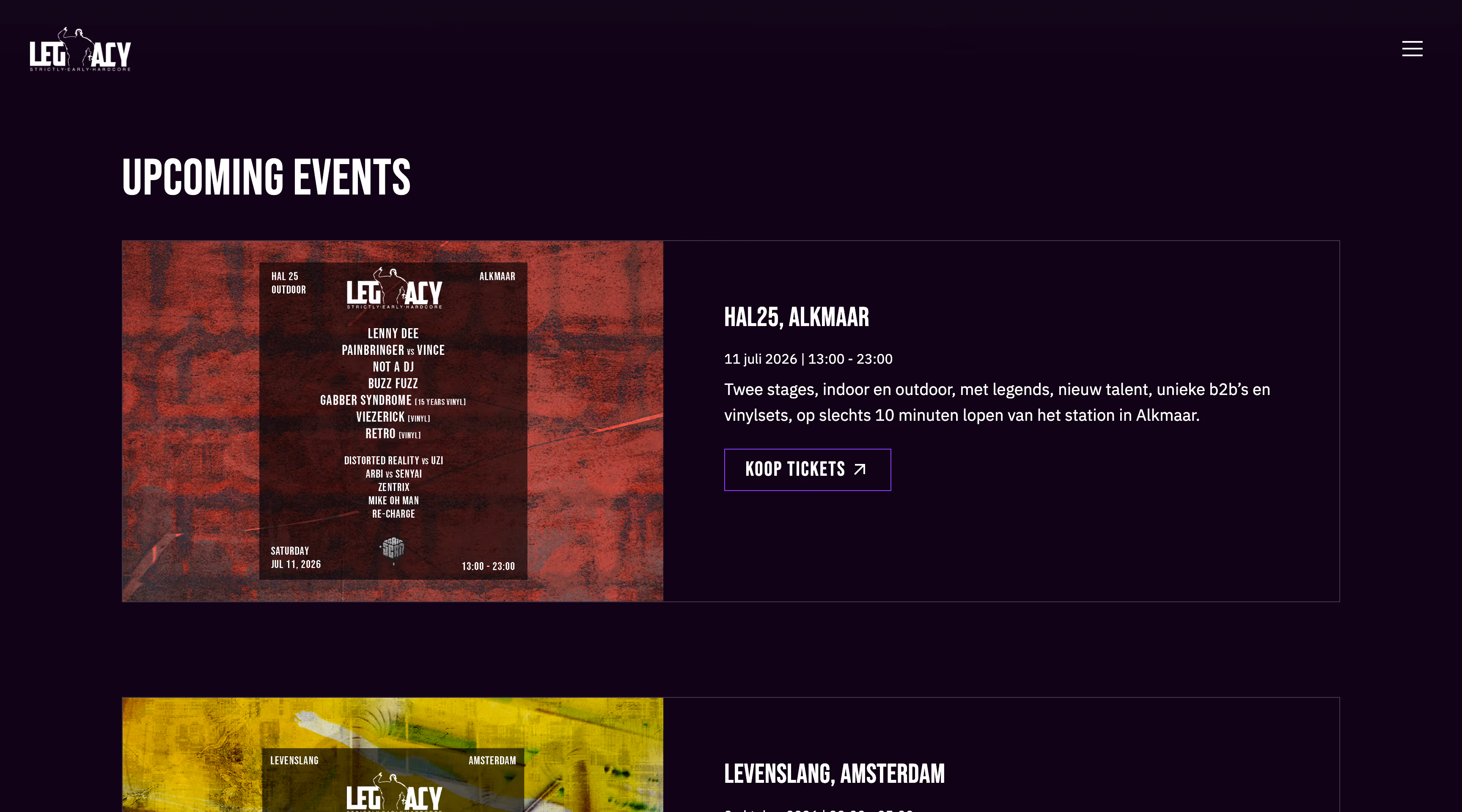 Evenement HAL25 in Alkmaar op 11 juli 2026, twee stages, indoor en outdoor met legends en nieuw talent.