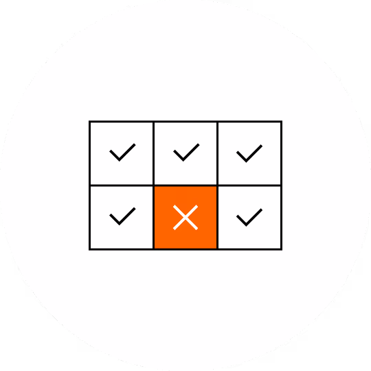 Grafisch pictogram van selectievakjes, sommige geselecteerd en andere niet. Geeft de controle over deals aan.