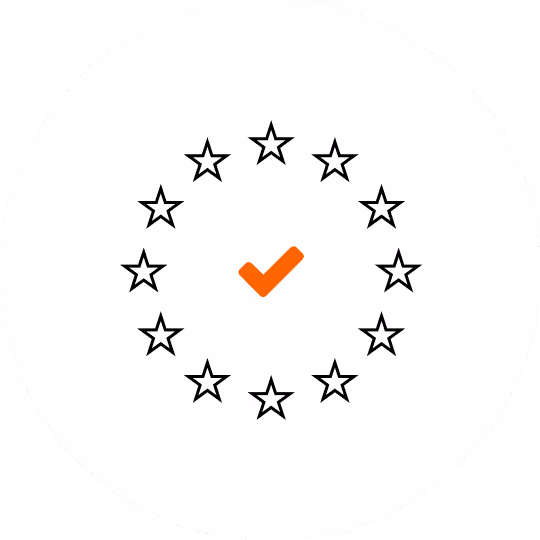 Icoon van Europese sterren en een vinkje