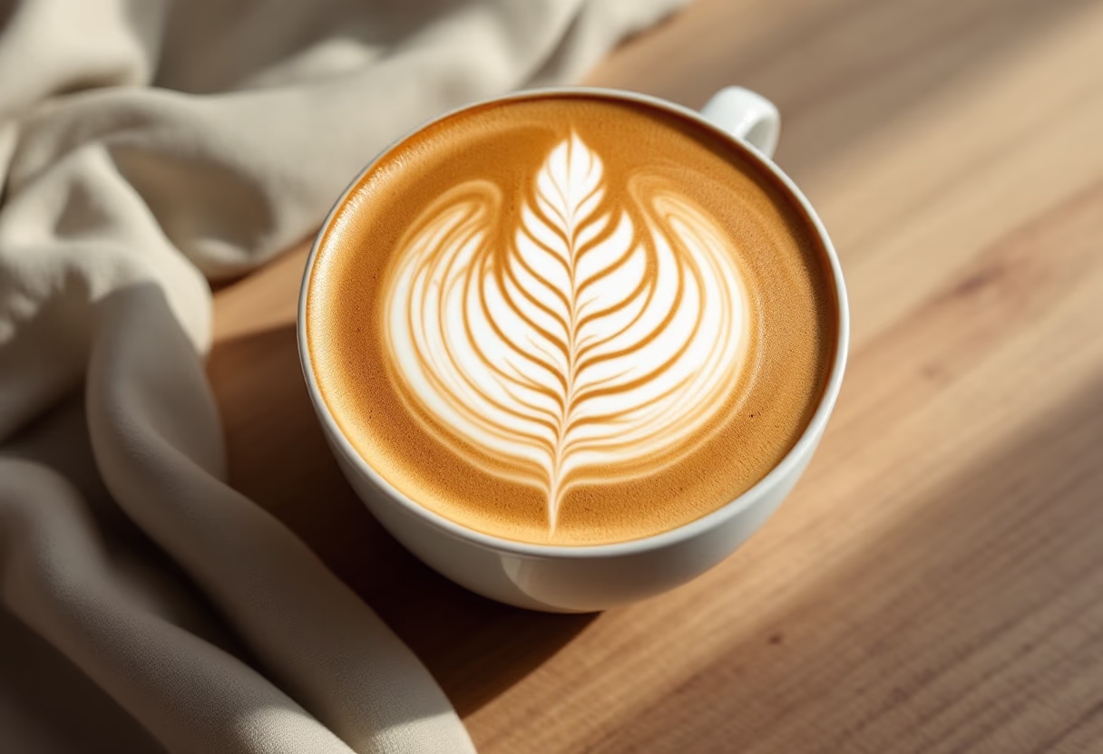 image of latte art in a cozy cafe
