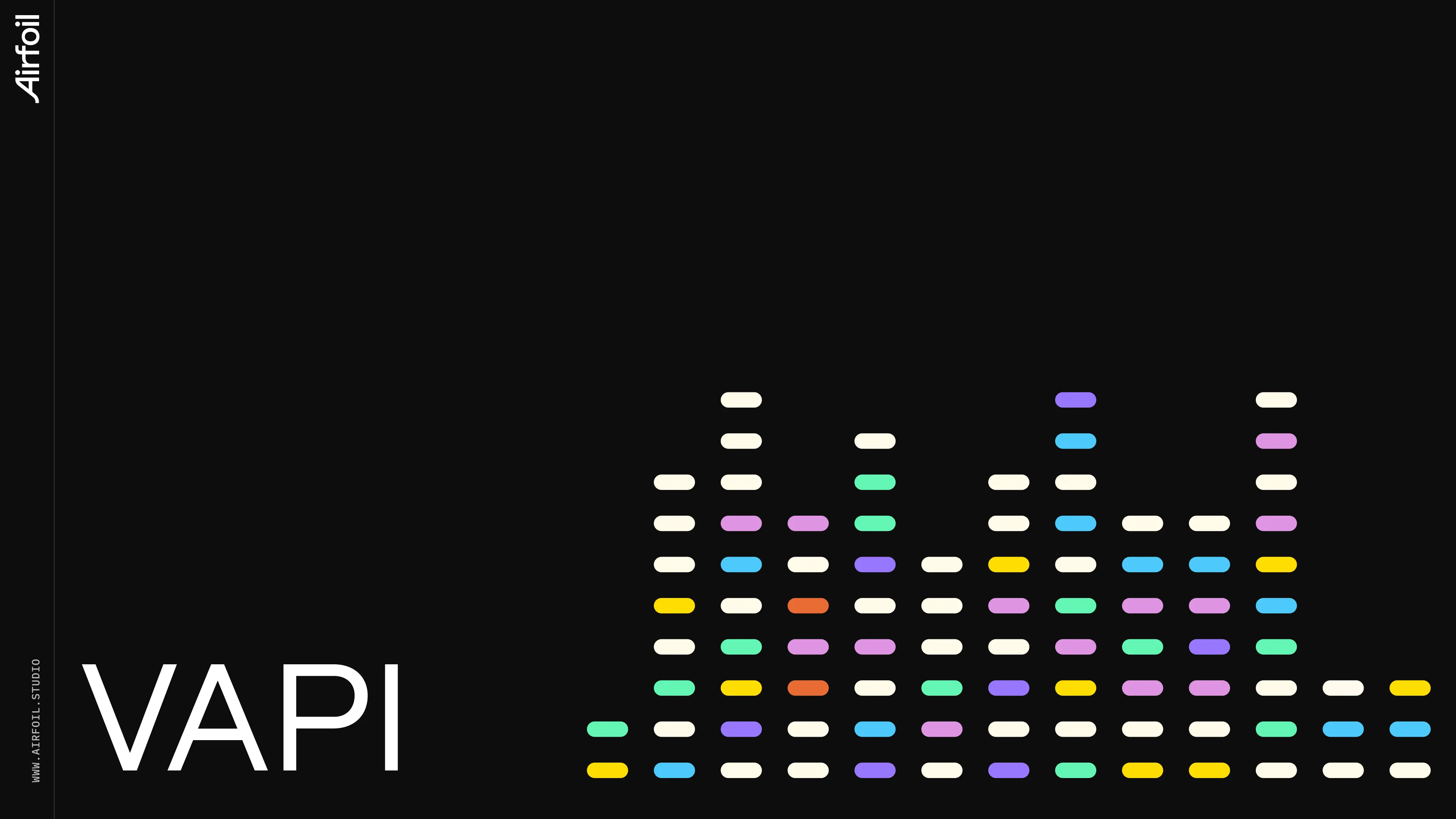 Vapi title slide with repeated brand marks on dark background.