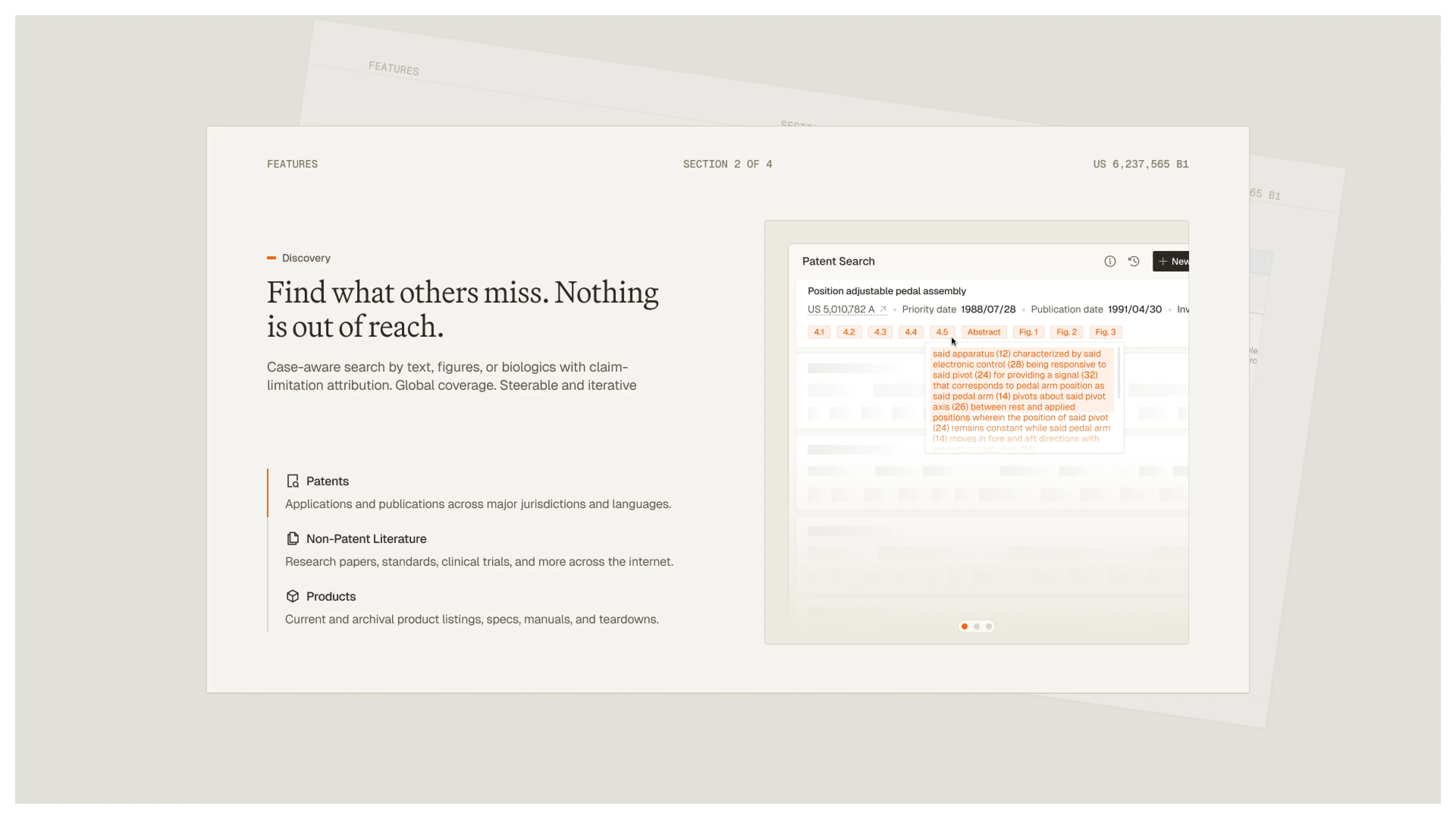 AndAI features slide focused on discovery and patent search workflows.