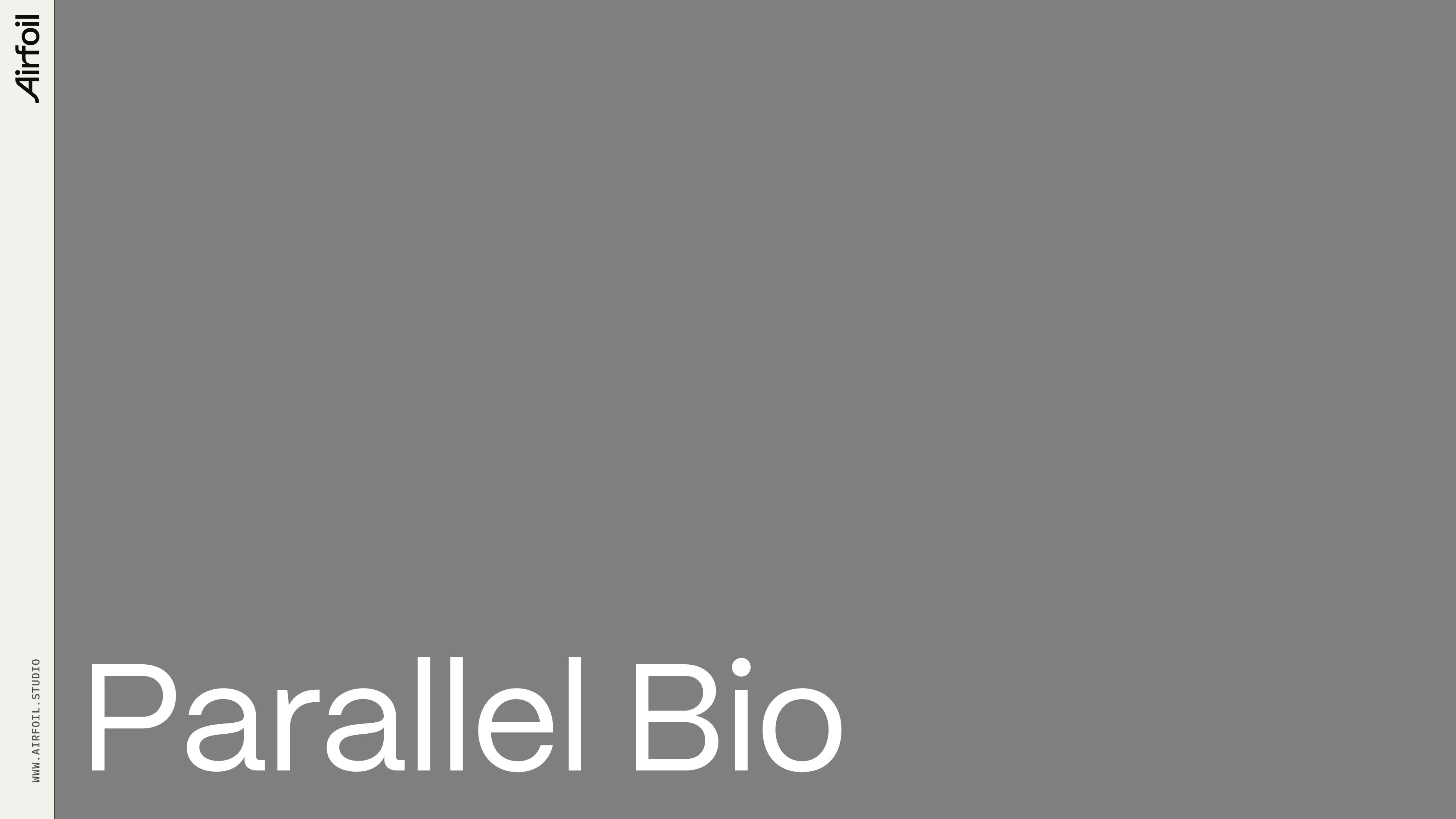 Parallel Bio title slide with biotech machine imagery and project name.
