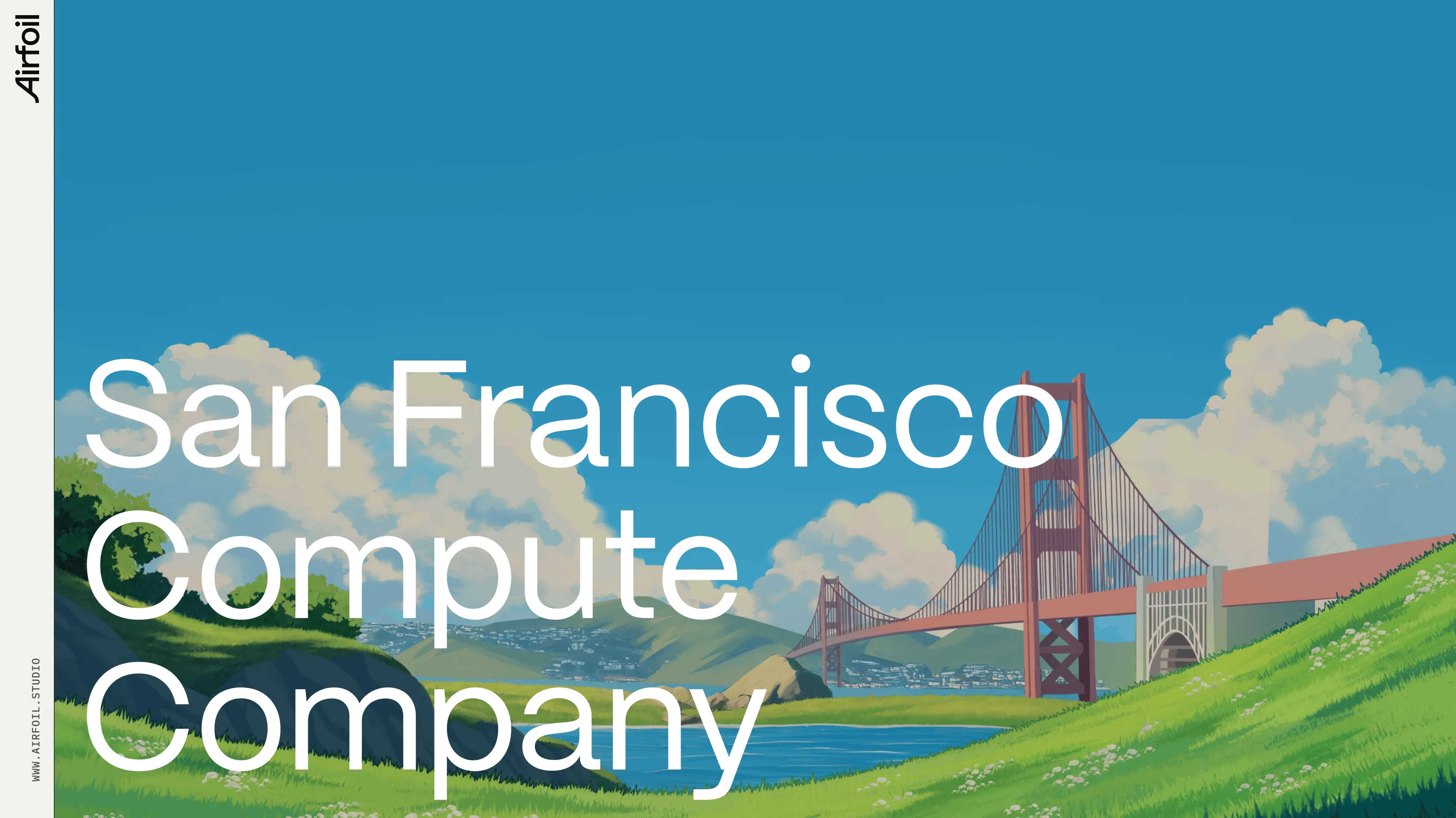San Francisco Compute title slide with close-up GPU hardware image.