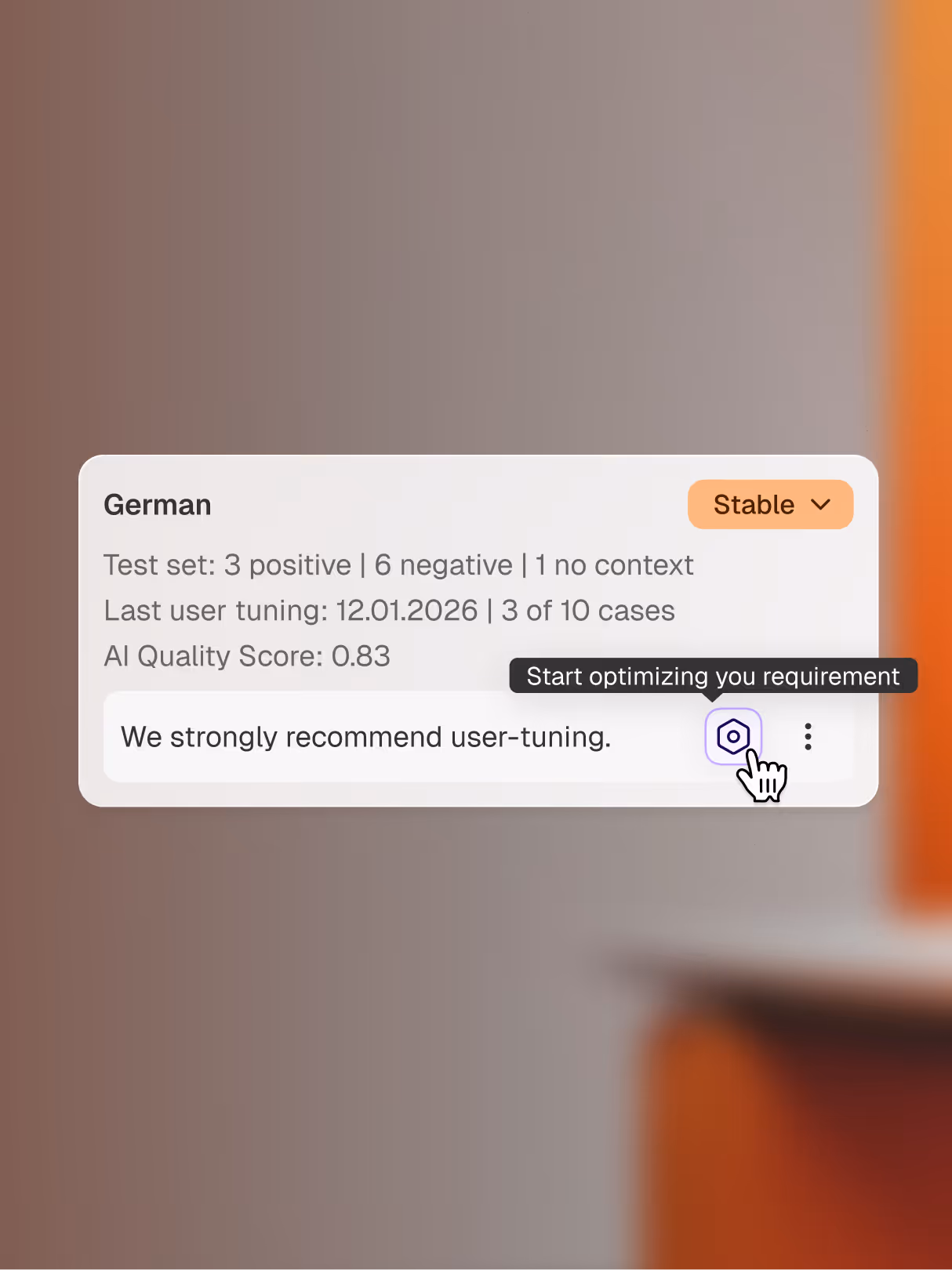User tuning — annotated lines with AI assessment