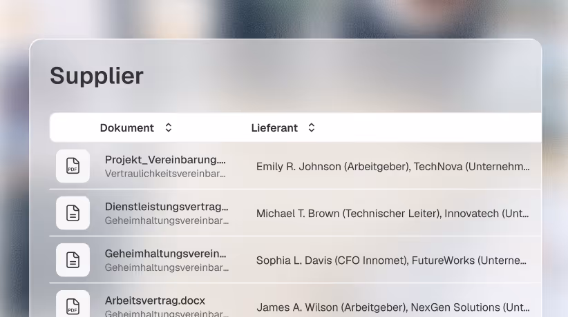 Contract storage with supplier overview and contract status