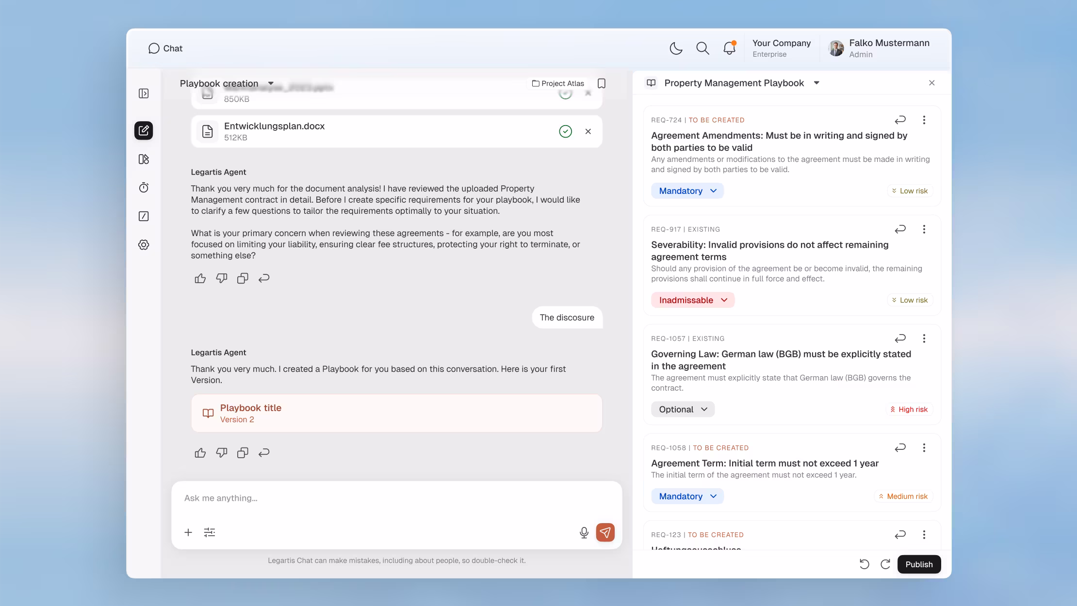Create and Save a contract playbook