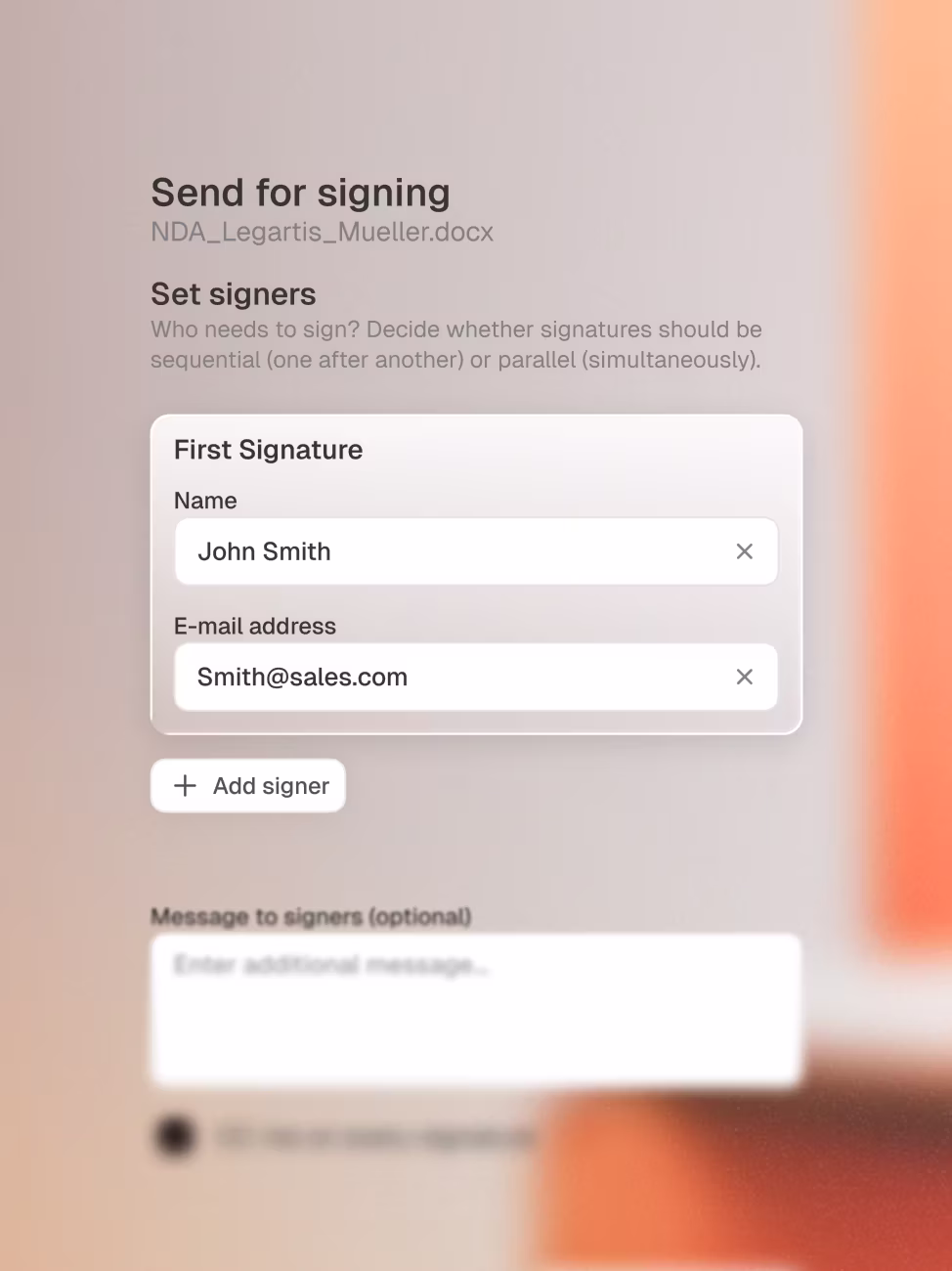 Send for signing