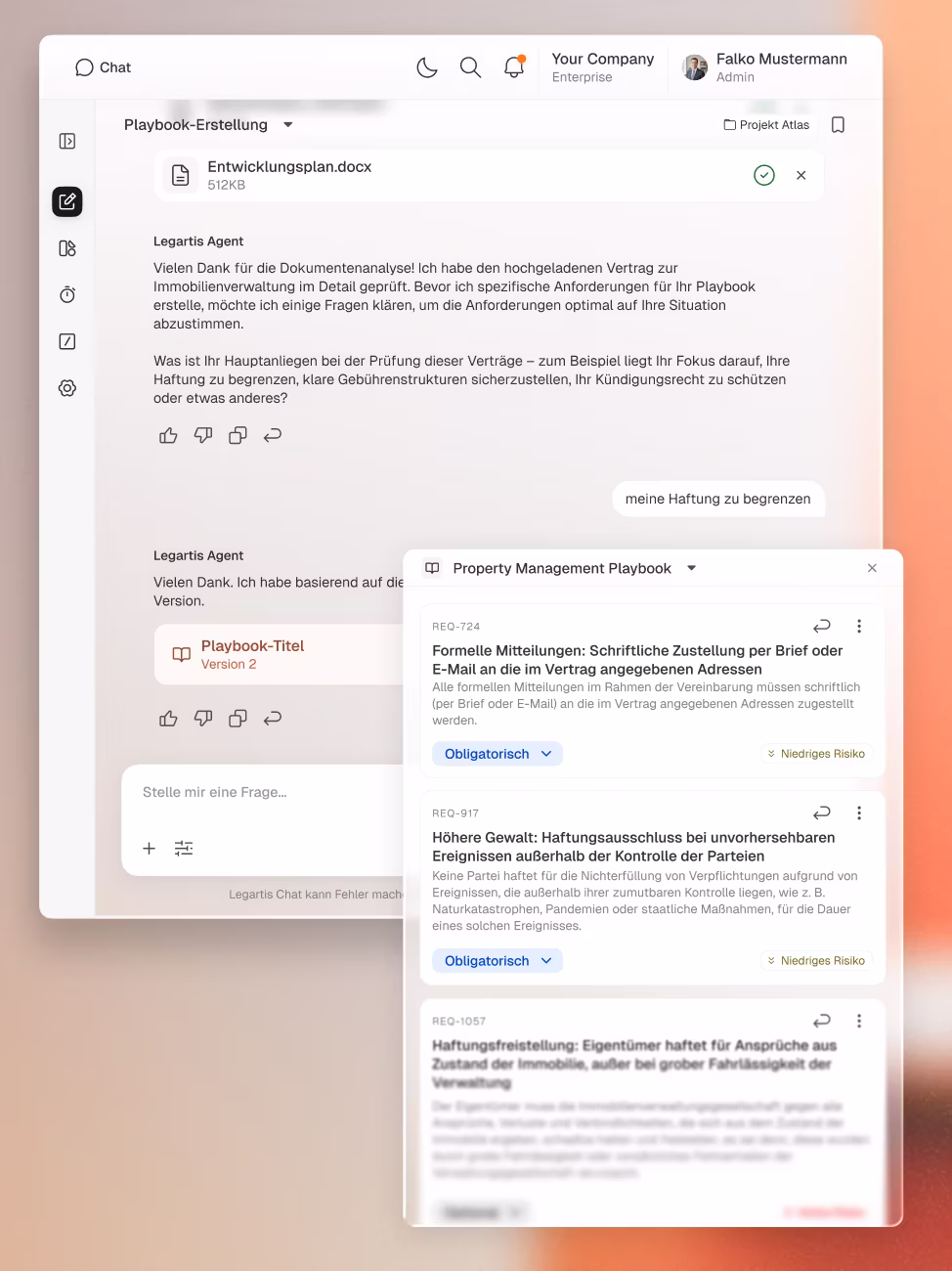 Playbook Creator — Requirement settings and chat