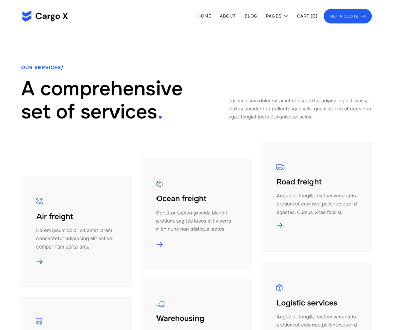 Services Page - Cargo X Webflow Template