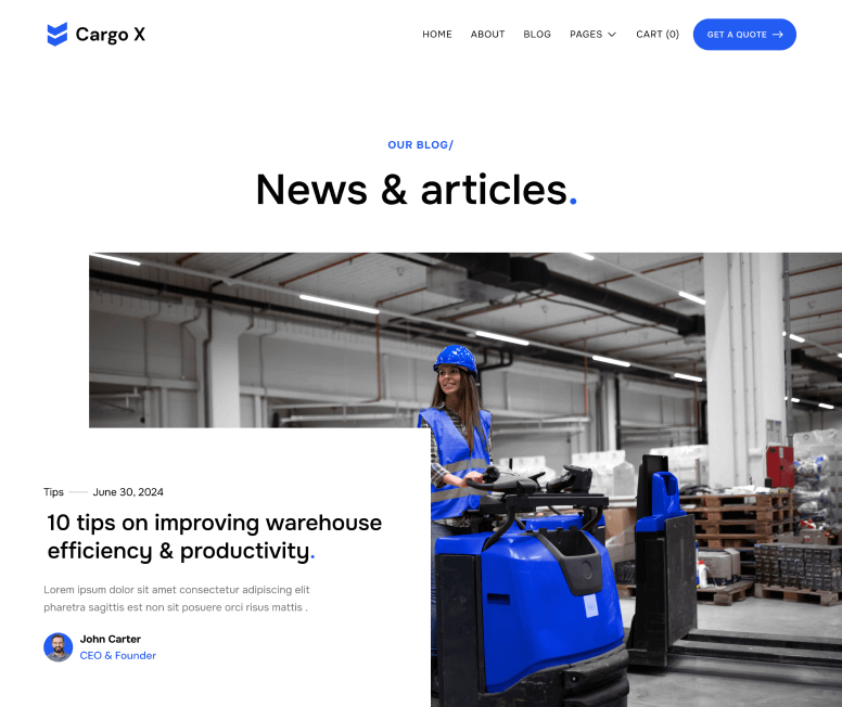 Blog Page - Cargo X Webflow Template