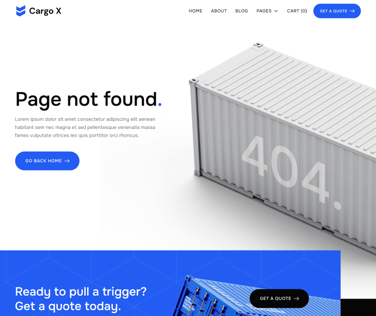 404 Utility Pages - Cargo X Webflow Template