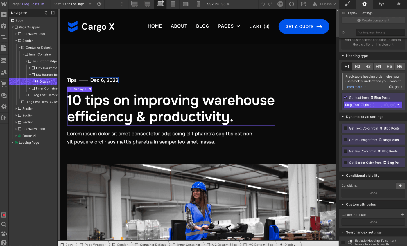 CMS Page - Cargo X Webflow Template
