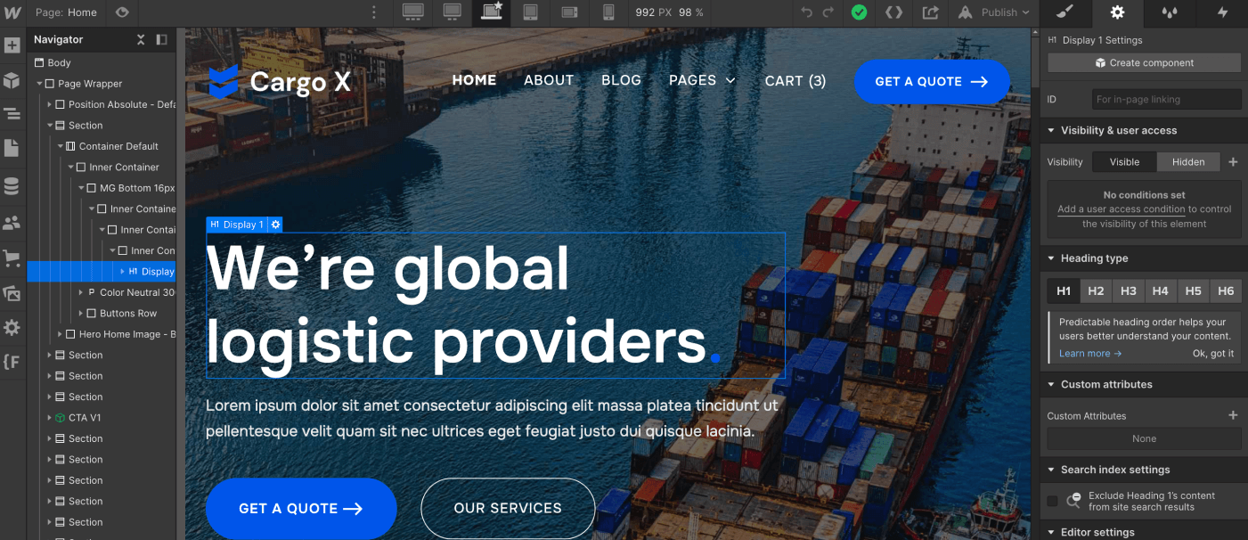 Static Content - Cargo X Webflow Template